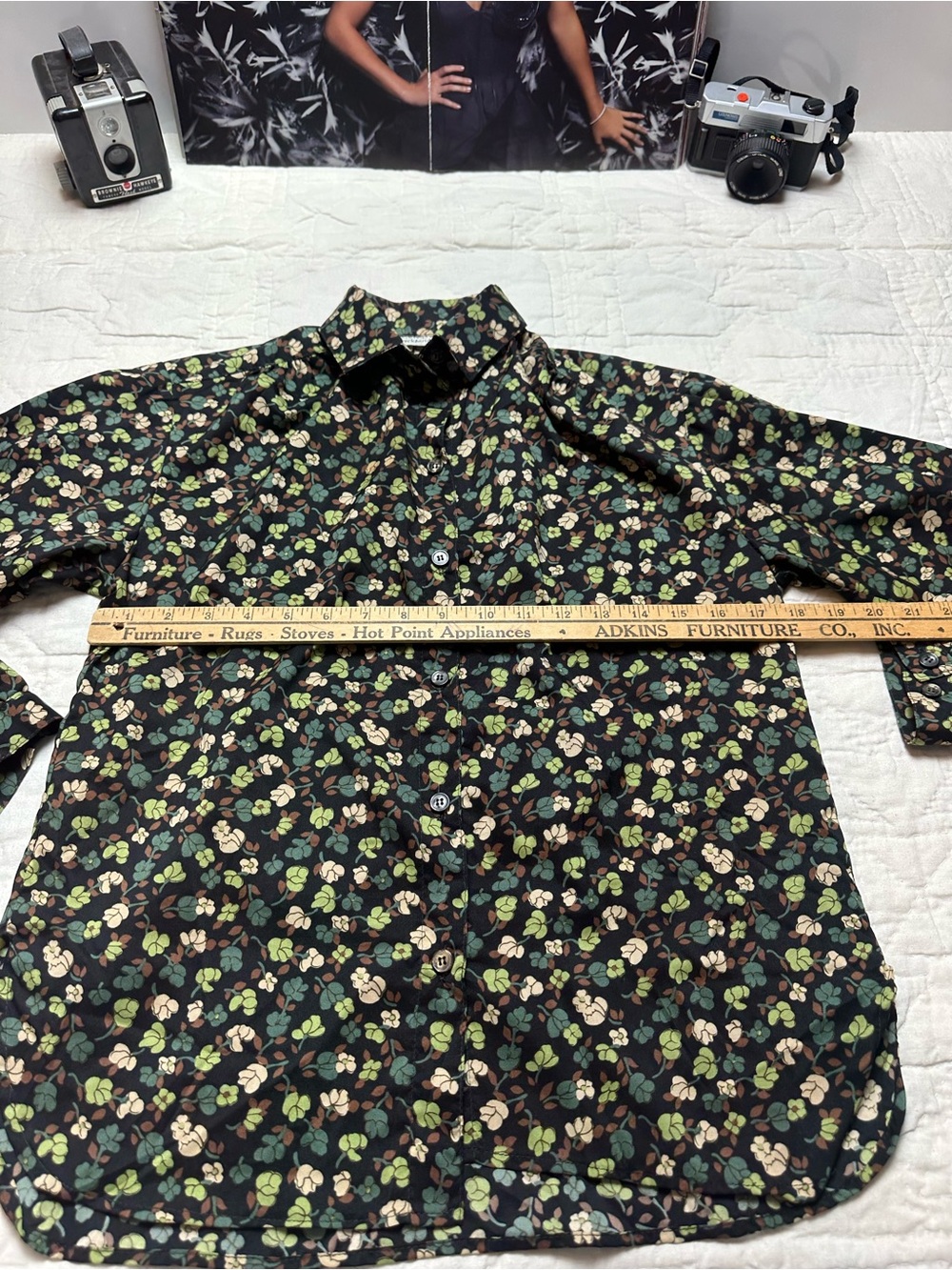 Y2K Dark Floral Button Up Shirt | 90s Indie Sleaze Minimalist Blouse - Picture 4 of 10